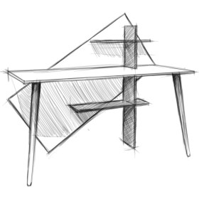 Resim Lagomood Rüzgar Çalışma Masası Beyaz - Meşe 