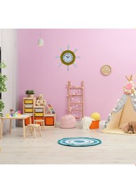 Resim Sarı Çocuk Odası Kamelalı Dümen Duvar Saati Açık 
