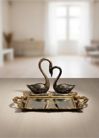 Resim Şık Klasik Oymalı Aynalı Hediyelik Nişan Sunum Tepsisi 