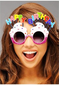 Resim Himarry Happy Birthday Yazılı Beyaz Fuşya Renk Parti Gözlüğü 12x7 Cm 