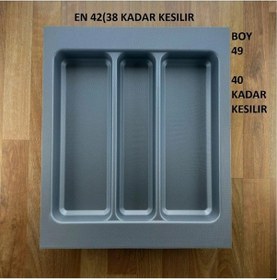 Resim Çekmece Içi Kaşıklık Ve Kepçelik Düzenleyici 2'li Takım 42x49 Cm 38x40 Cm Kadar Kesilebilir Grı 