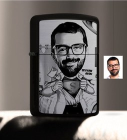 Resim Kişiye Özel Bay Doktor Karikatürlü Benzinli Siyah Metal Çakmak - N11.1358 