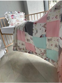 Resim % 100 Pamuk Kırk Yama Çift Katlı Yorgan Seti 