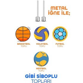 Resim 1 Koli 250 Adet Şişirme Pompa Seti Futbol Bisiklet Topu Şişme Yatak Simit Şişirme Pompası 20cm Mavi 