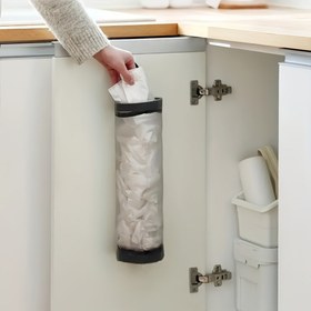 Resim 1 adet Katlanabilir Plastik Çanta Organizatörü, Dayanıklı Mesh Depolama, Katlanabilir Çöp Poşeti Dağıtıcı, Havalandırmalı Mutfak Tazelik, Alan Verimliliği, Metal Malzeme, Ev Organizasyon Aracı 