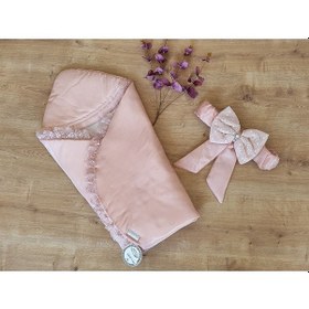 Resim Pembe Bebek Kundağı Kız Bebek Dış Kundak Battaniyesi Hastane Çıkışı Mevlütlük Fonksiyonel Pamuklu Pudra 