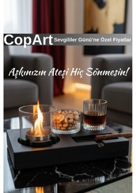 Resim Elza Siyah Biyoetanol Masaüstü Şömine - 1 Lt Copart Yakıt Hediye 