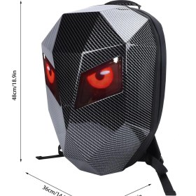 Resim LED Gözlü Motorcu Çantası - LED Gözlü Sırt Çantası, Kask Çantası - Karbon Görünümlü 