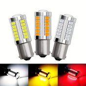 Resim 2 adet 1156 BA15S P21W LED Araba Sinyal Işıkları 33SMD Fren Arka Ters Ampul Arka Uyarı Lambası Aksesuarları, Pil Olmadan 