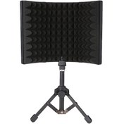 Resim Mikrofon Gürültü Engelleyici: Üçlü Katlı Katlanabilir Ses Emici Paneli, Ses Yansımasını Azaltır, Stantlı Kayıt Stüdyosu Ekipmanı 10.1" 10.1" 