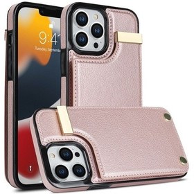 Resim Cbtx iPhone Uyumlu 14 Pro Metal Toka Kart Yuvaları Telefon Kılıfı 