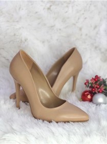 Resim Büşra Sultan Ayakkabı & Çanta Kadın Klasik Ten / Nude Siyah Cilt Ayakkabı 