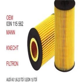 Resim Wunder Wy 123 Audi A3 1,6-2,0 Tdi / Leon 1,6 Tdi 03N 115 562 Yağ Filtresi 