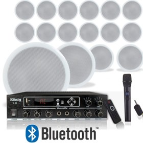 Resim König 16'lı Tavan Hoparlörlü El Mikrofonlu Anfi Ses Sistemi Seti 
