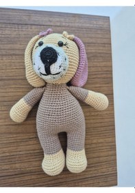 Resim Sevimli Köpek Amigurumi Doğal Bej-Kahverengi 