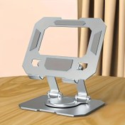Resim Katlanabilir ve Kolayca Saklanabilen Metal Masaüstü Tablet Standı, 360° Dönebilen 
