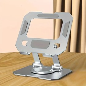 Resim Katlanabilir ve Kolayca Saklanabilen Metal Masaüstü Tablet Standı, 360° Dönebilen 