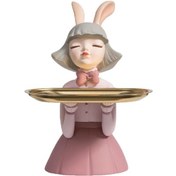 Resim Suntek Reçine Kız Figürü Dekoratif Kozmetik Tepsi Gece Pembe 