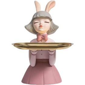 Resim Suntek Reçine Kız Figürü Dekoratif Kozmetik Tepsi Gece Pembe 