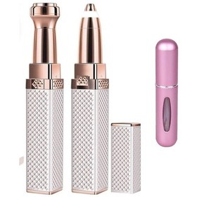 Resim 2 Başlıklı Şarjlı Işıklı Kaş Bıyık Tüy Alma Kadın Epilasyon Aleti Ve Mini Parfüm Şişesi 