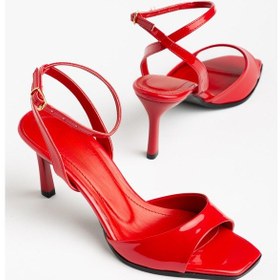 Resim Suins Riante Model Kadın Yüksek Topuklu Bilekten Bağlamalı Stiletto Ayakkabı Kırmızı 