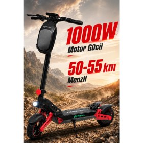 Resim Pirantech D2PRO Elektrikli Scooter 1000W Kırmızı | Mobil Uygulama | Çift Amortisör | Gidon Yükseklik Ayarı 