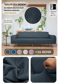 Resim Balpeteği 3 Kişilik Antrasit Lastikli Kanepe Örtüsü Lastikli Koltuk Örtüsü Koltuk Kılıfı Antrasit 