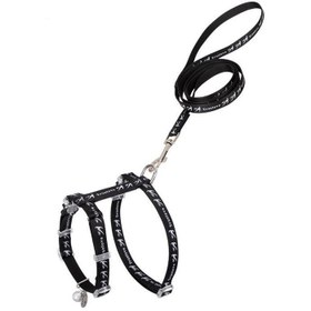 Resim Duraflex Tokalı, Dayanıklı Siyah Kedi Göğüs Tasması ve Kayışı 