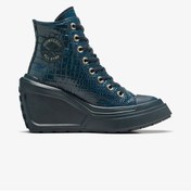 Resim Converse Chuck 70 De Luxe Wedge Kadın Lacivert Deri Platform Sneaker 