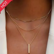 Resim Multilayer Holiday Style Geometric Shaped Pendant Chain Necklace 18K Gold Plated Jewelry 