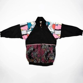 Resim Simala Kadın Siyah Önü File Detaylı Baskılı Yağmurluk Siyah 