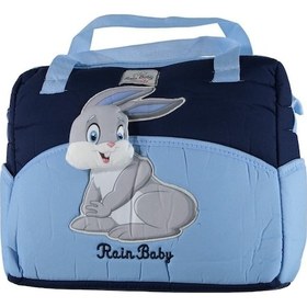 Resim Anne Bebek Bakım Çantası Tavşan Temalı Mavi 