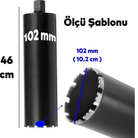 Resim Badem10 Elmas Karot Ucu 102 mm Shun Beton Zemin Duvar Delme Delik Açma Panç Aparat Uç Deprem Numune Al Test 