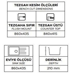 Resim Real Stone P011 Assos 86 XL 86x43.5 CM Tezgah Üstü Beyaz Granit Eviye 