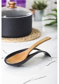 Resim Akrilik Siyah Tezgah Üstü Kirli Kaşıklık&Kepçe Altlığı 