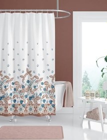 Resim Tropik Home Böğürtlen Desen Banyo Perdesi-lüx Küvet Perdesi, 180x200cm Tek Kanat Duş Perdesi 