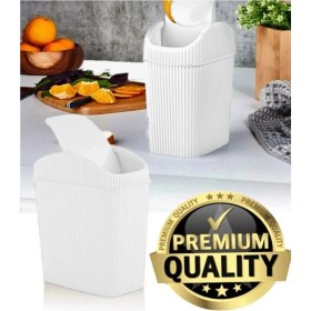 Resim Döner Kapaklı 2.5 Litre Mini Banyo Çöp Kovası - Tuvalet Çöp Kutusu Banyo Mutfak Düzenleyici 