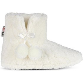 Resim Kadın Panduf Kışlık Ev Botu Ev Ayakkabısı Su Yolu Velsoft Sessiz Taban Ekru 