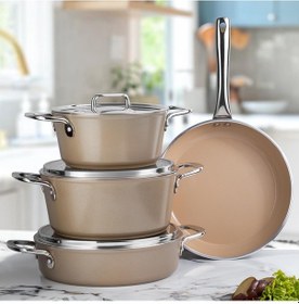 Resim Aryıldız Neo-ceramic 7 Parça Tencere Seti Bej Ar256183 