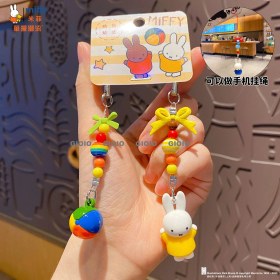 Resim Silver1 Miffy Tavşan Bebek Anahtarlık Kolye Kadın Zarif Diy Boncuklu Çift Anahtarlık Kitap Çantası Çekicilik (Yurt Dışından) 