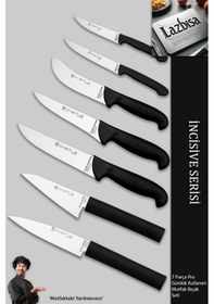 Resim İncisive Serisi Mutfak Bıçak Seti Et Sebze Şef Bıçağı 7li Mft-105 Siyah 