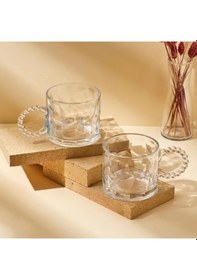 Resim Sava Home Perotti Ringo Stone 2'li 325 Ml Cam Kupa Boncuklu Kulp 