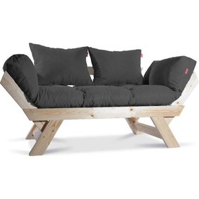 Resim Mobildeco Kombin Wood Ahşap Iki Kişilik Kanepe (Doğal/Füme) 