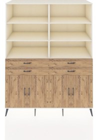Resim Kronos Gardrop 8 Raflı 4 Çekmeceli 4 Kapaklı 176x59x221 Aytaşı-çam Çam 