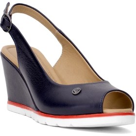 Resim Pierre Cardin PC-54596 Kadın Hakiki Deri Dolgu Topuk Sandalet Lacivert 