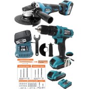 Resim Bulldozer Profesyonel 36VX Kömürsüz Şarjlı Avuç Taşlama ve B-Force 24VR Şarjlı Vidalama Matkap 