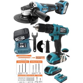 Resim Bulldozer Profesyonel 36VX Kömürsüz Şarjlı Avuç Taşlama ve B-Force 24VR Şarjlı Vidalama Matkap 