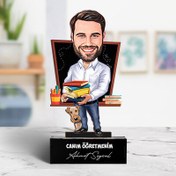 Resim Beyaz Gömlekli Öğretmen Karikatürlü Biblo 