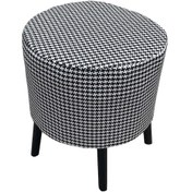 Resim Evimeaksesuar Yuvarlak Modern Ağaç Iskeletli 41 Cm Puf(Bench) Keten Kaz Tüyü De 