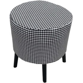 Resim Evimeaksesuar Yuvarlak Modern Ağaç Iskeletli 41 Cm Puf(Bench) Keten Kaz Tüyü De 